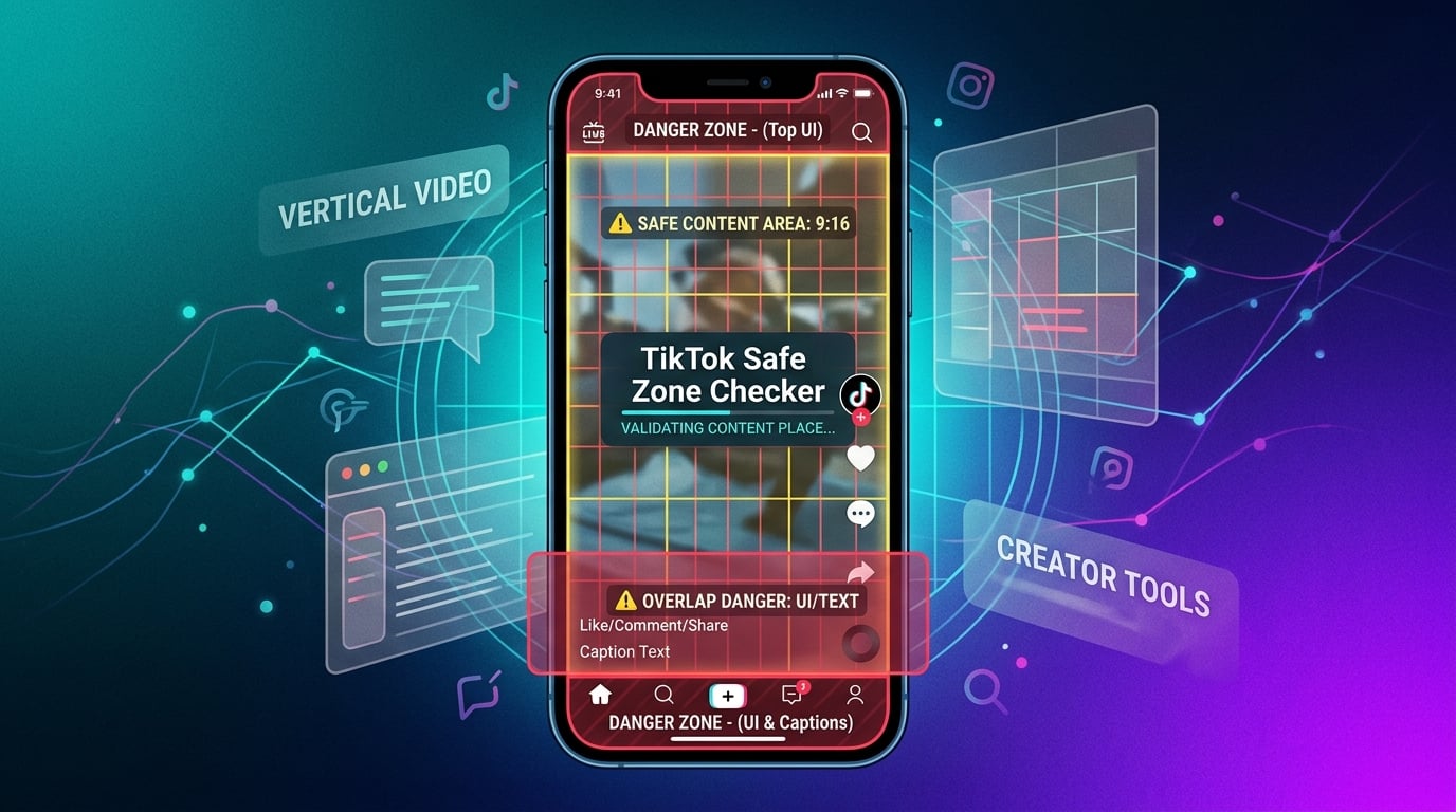 TikTok Safe Zone Preview Tool – 9:16 Video Overlay Checker